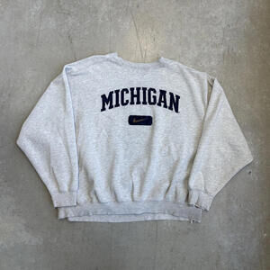 Vintage 90s Nike NCAA Michigan University Sweatshirt Extra Extra Large Gray